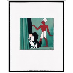Lithographie Moulinsart Tintin - Cigares Pharaon gouache couleur 60x80