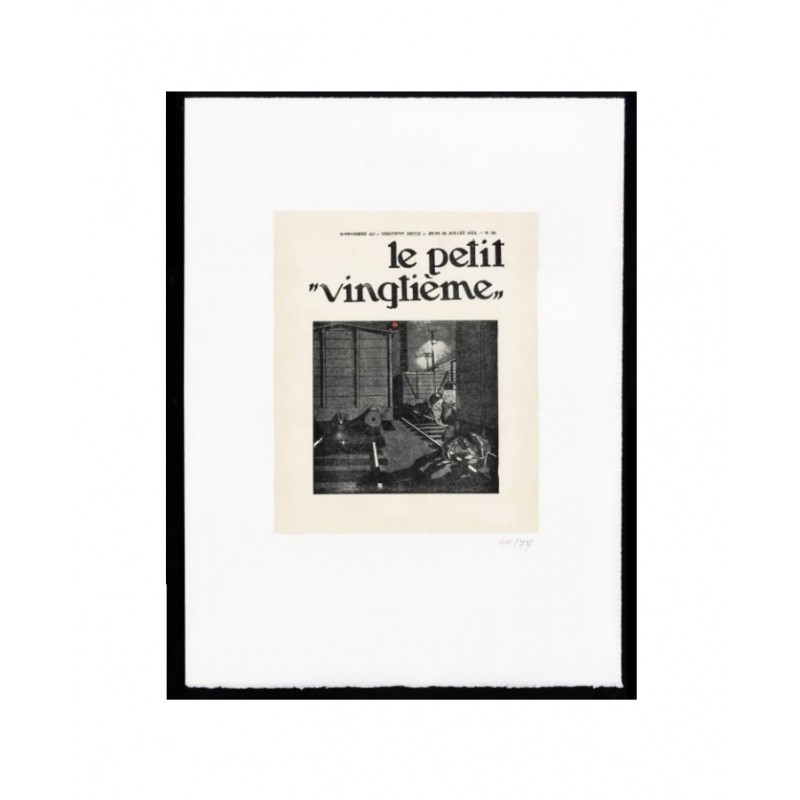 Lithographie Moulinsart Tintin - Petit XXème Lotus Bleu train 40x60