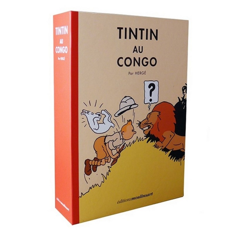 Lithographie Moulinsart Tintin - Coffret Tintin Congo colorisé 19x27
