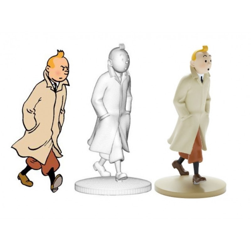 Figurine Moulinsart Tintin - Tintin en trench-coat (kiosque)