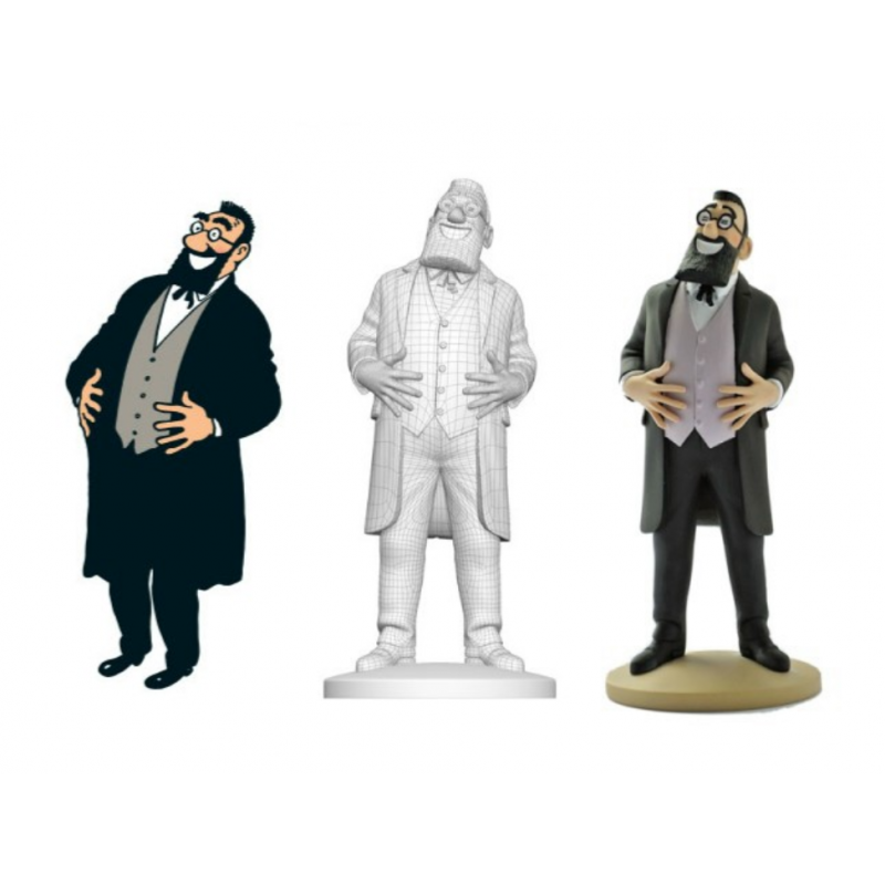 Figurine Moulinsart Tintin - Le professeur Bergamotte hilare (kiosque)