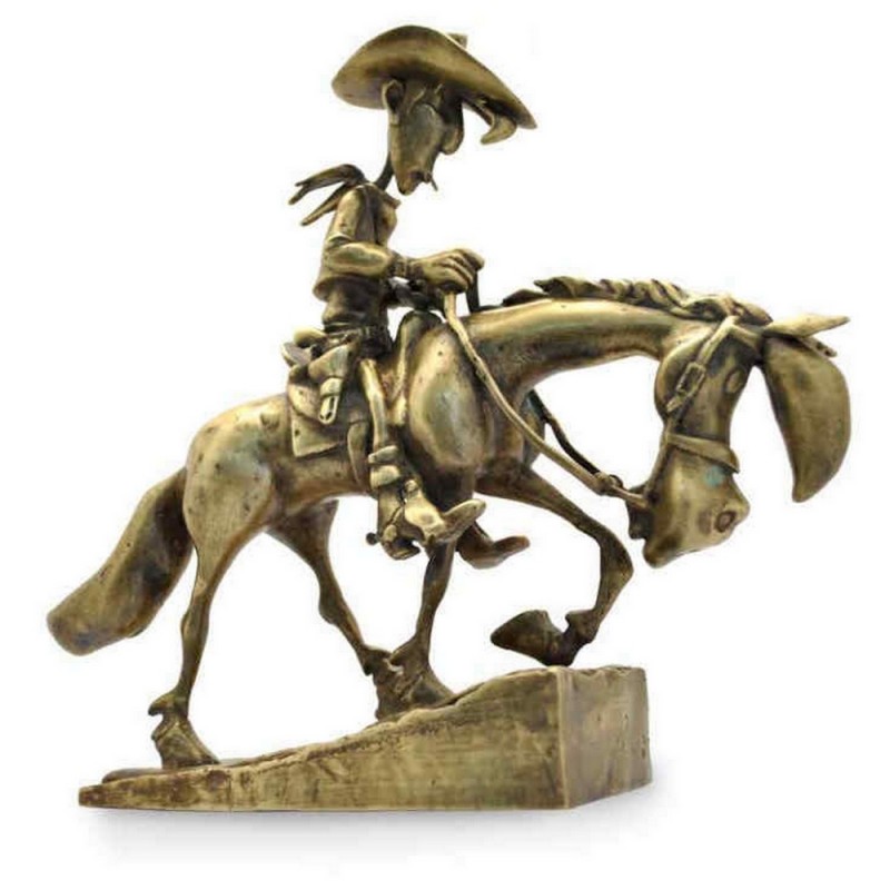 Pixi Morris Lucky Luke - Lucky Luke et Jolly Jumper gravissant la colline (bronze)