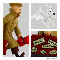 Figurine Moulinsart Tintin - "Ils arrivent" Tintin et Milou Valise