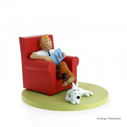 Figurine Moulinsart Tintin - Tintin et Milou at Home (Fauteuil rouge) (Icônes)