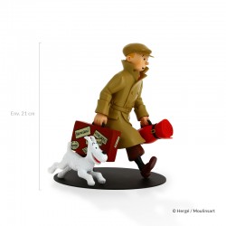 Figurine Moulinsart Tintin - "Ils arrivent" Tintin et Milou Valise