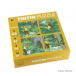 Puzzle Moulinsart Tintin - Jungle (4, 6 ,9,12 pièces)