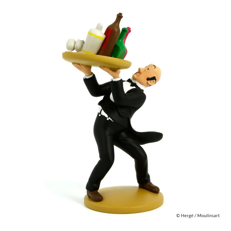 Figurine Moulinsart Tintin - Nestor au plateau (12 cm)