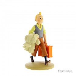 Figurine Moulinsart Tintin - Tintin en route (valise) (12 cm)