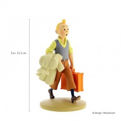 Figurine Moulinsart Tintin - Tintin en route (valise) (12 cm)