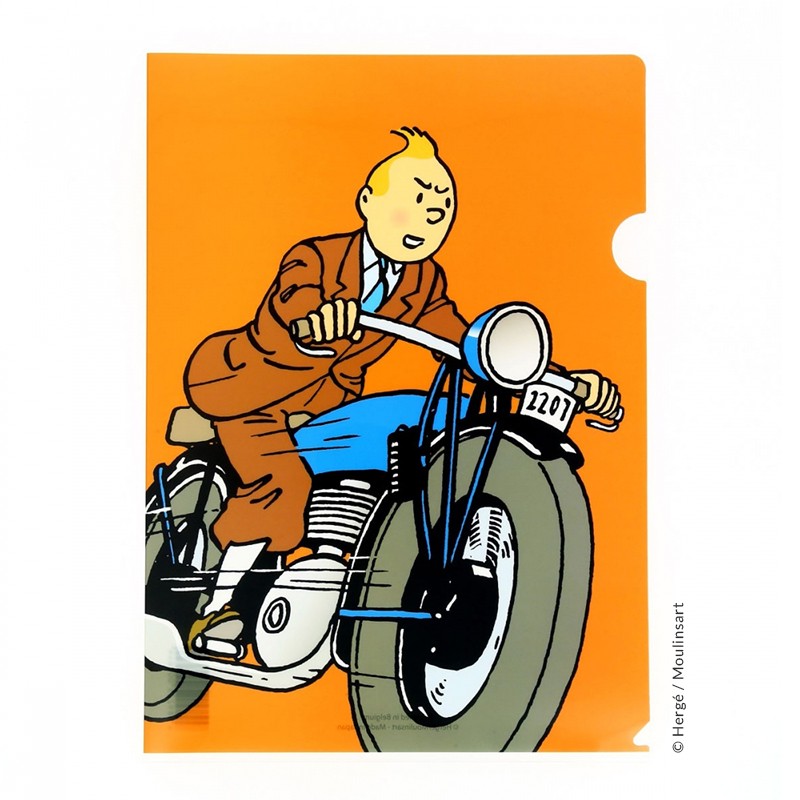 Papeterie Moulinsart Tintin - Chemise plastique A4 Tintin en moto