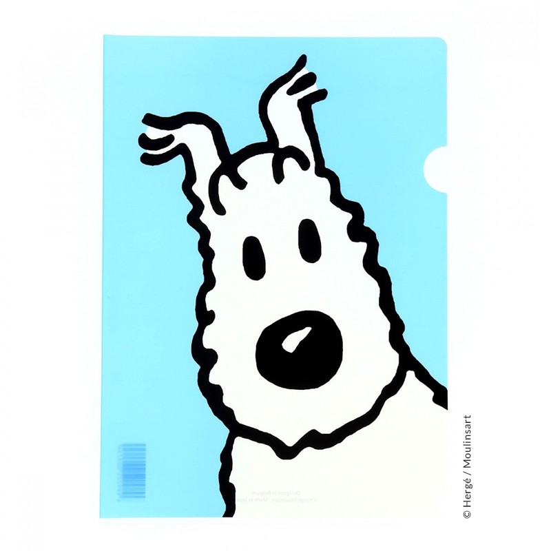 Papeterie Moulinsart Tintin - Chemise plastique A4 Milou portrait Bleu ciel