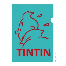 Papeterie Moulinsart Tintin - Chemise plastique A4 Tintin profil Turquoise