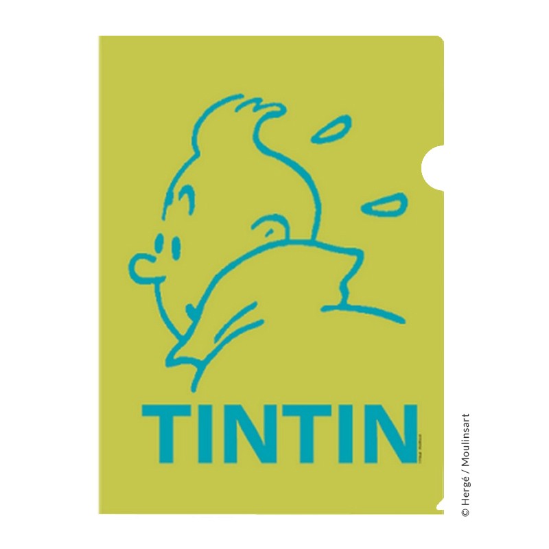 Papeterie Moulinsart Tintin - Chemise plastique A4 Tintin profil Vert