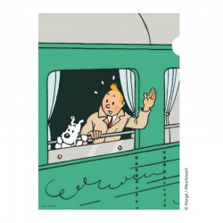 Papeterie Moulinsart Tintin - Chemise plastique A4 Congo train (Tintin salue)