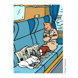 Papeterie Moulinsart Tintin - Chemise plastique A4 Ile Noire Train (Tintin dort)