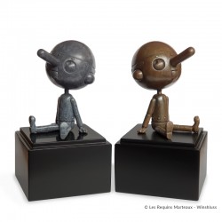 Bronze d'art Winshluss Pinocchio - Pinocchio rêveur (gris anthracite)