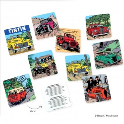 Moulinsart Tintin - Set de 8 sous-verres Tintin "En Voiture"