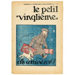 Figurine Moulinsart Tintin - "Ils arrivent" Tintin et Milou Valise (socle pavé)
