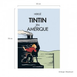 Poster Moulinsart Tintin - Couverture Album CV26 Amérique colorisé