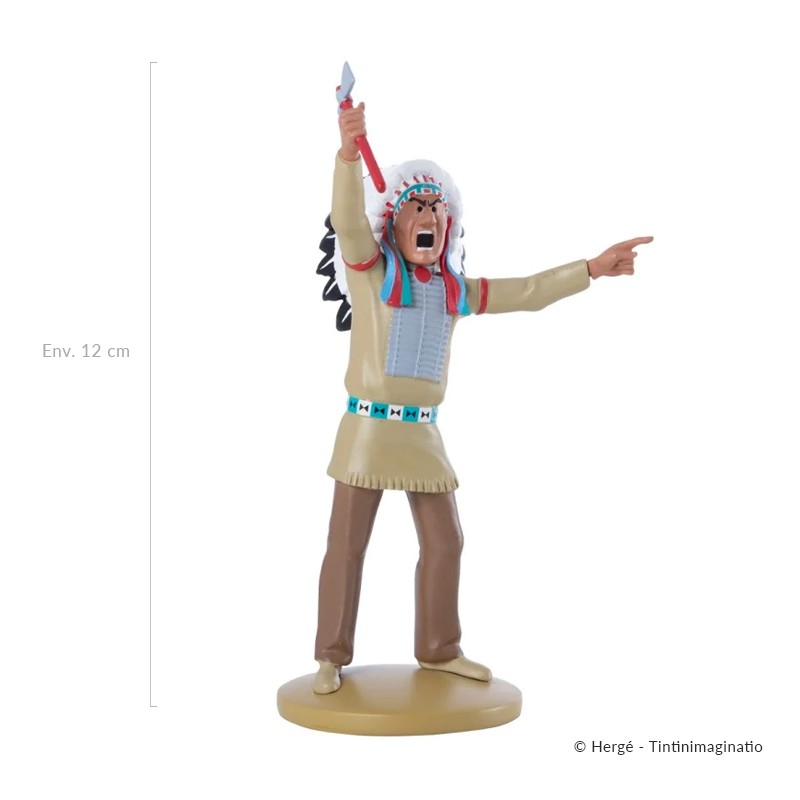 Figurine Chef Indien Au Calumet – Résine Peinte à La Main, Hauteur 30,5 Cm – Style Amérindien