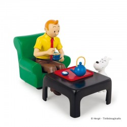 Figurine Moulinsart Tintin - Tintin prenant le thé