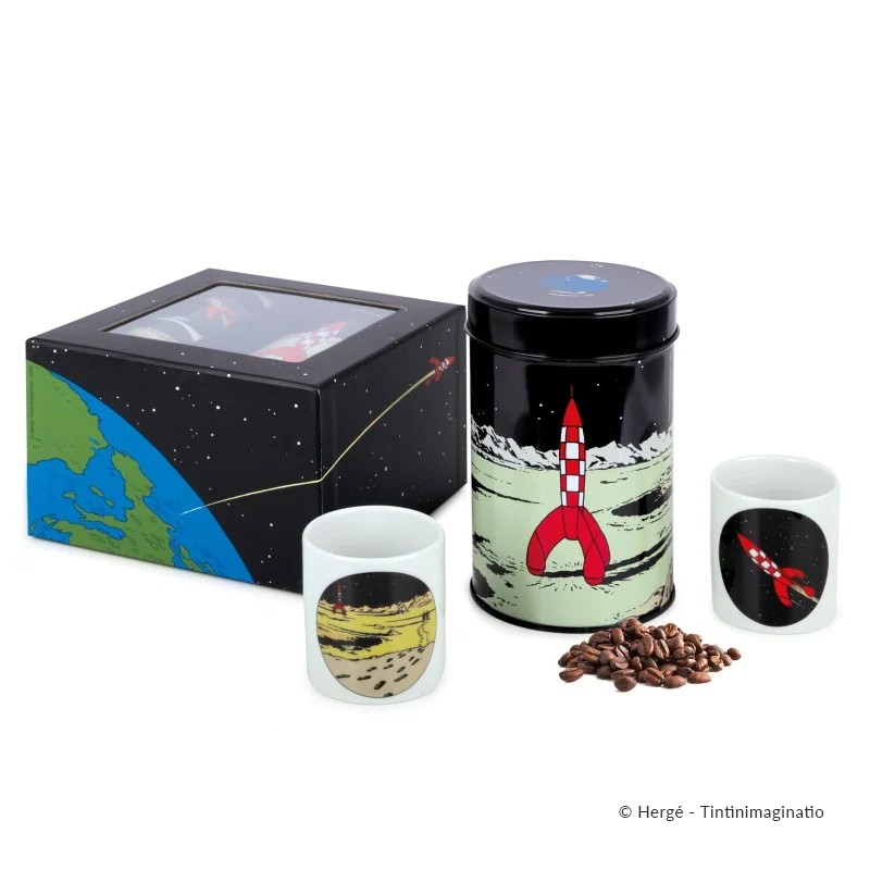 Moulinsart Tintin - Coffret café Bio + tasses (x2) Lune