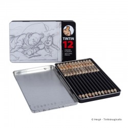 Papeterie Moulinsart Tintin - Boite Métal Tibet 12 crayons à croquis HB